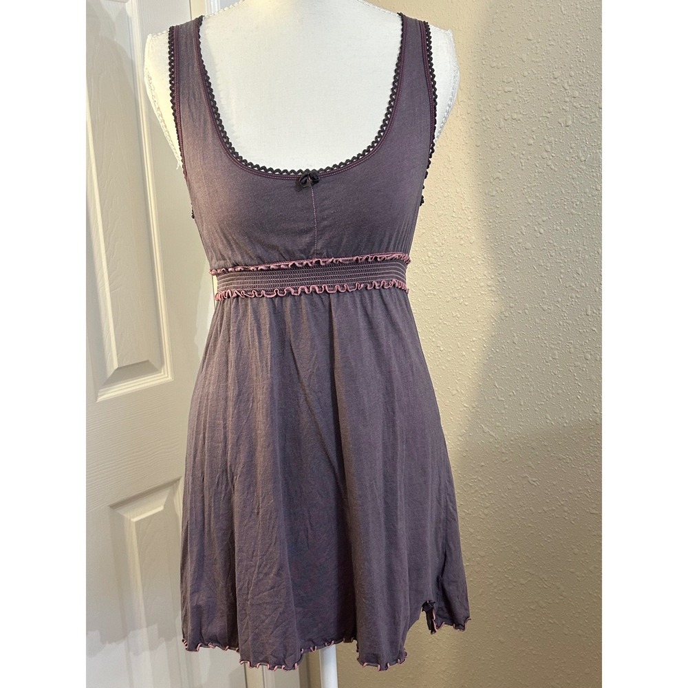 Y2K Fairycore Coquette Women Smocked Empire Waist Babydoll Sleep Tank Med